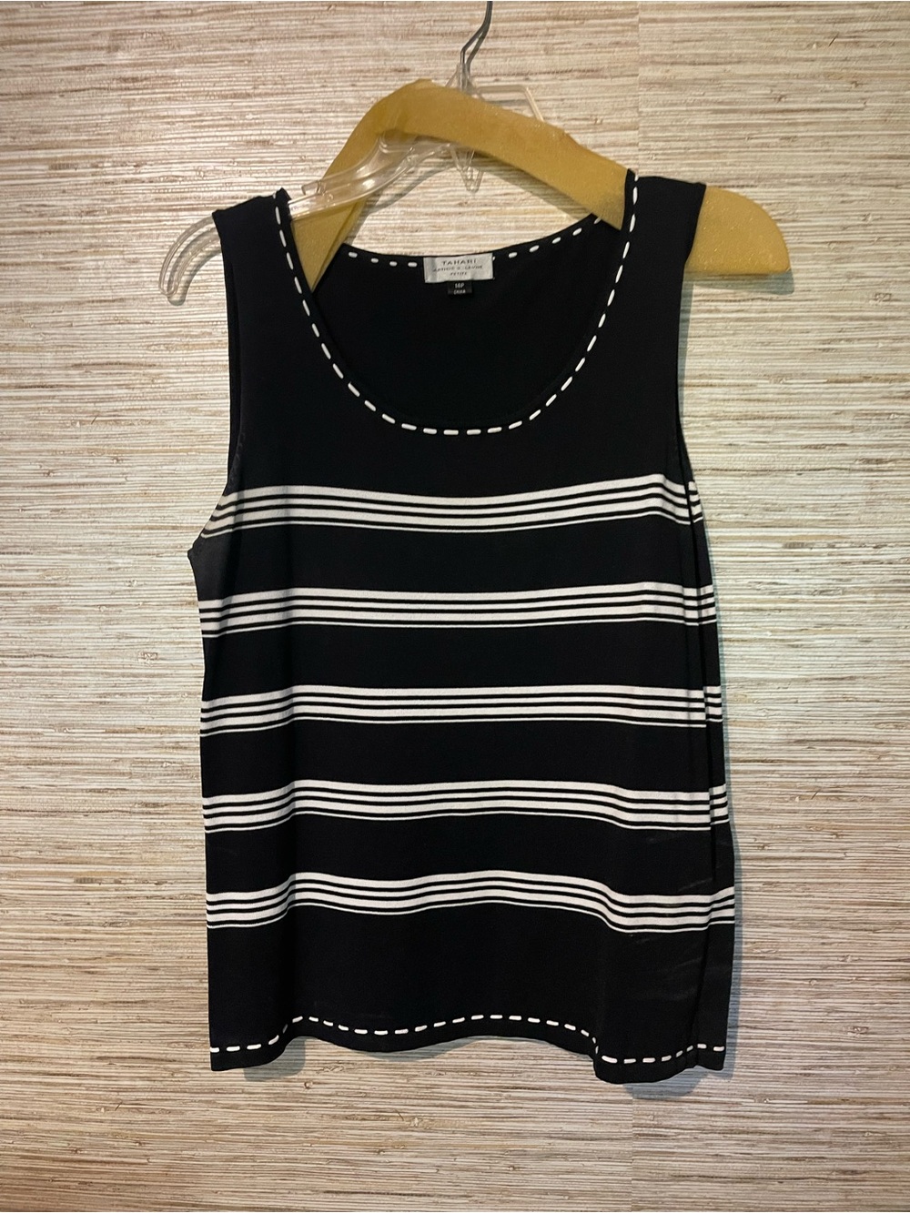 Tahari Woman Navy & White Striped Scoop-Neck Tank